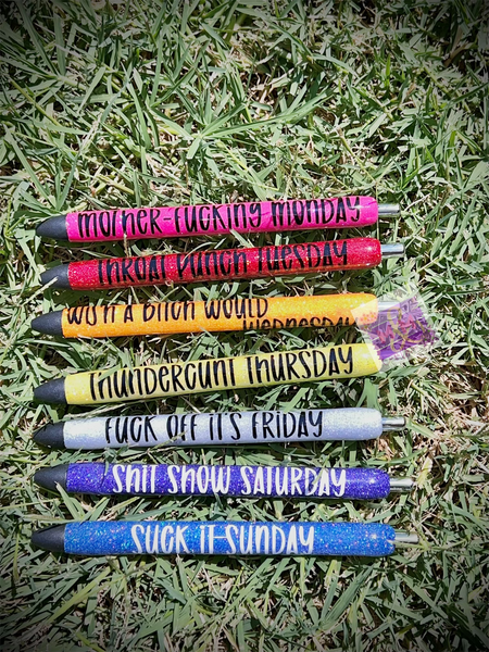 Sweary days of the week pens