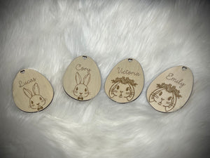 Wooden Easter egg hanging basket tag
