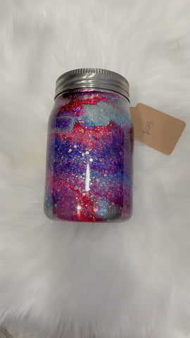Glittery ink swirl mason jar