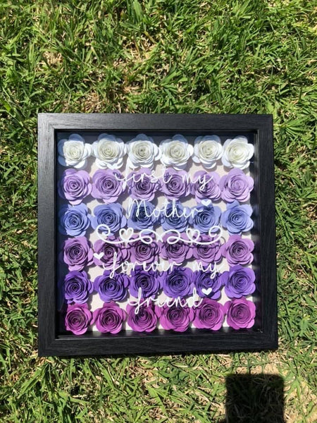 Handmade paper flower shadow boxes